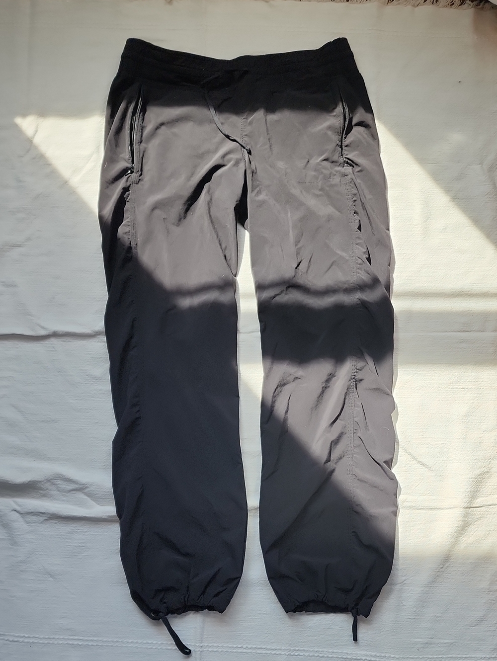 Women's Black Drawstring Hem Active Pants